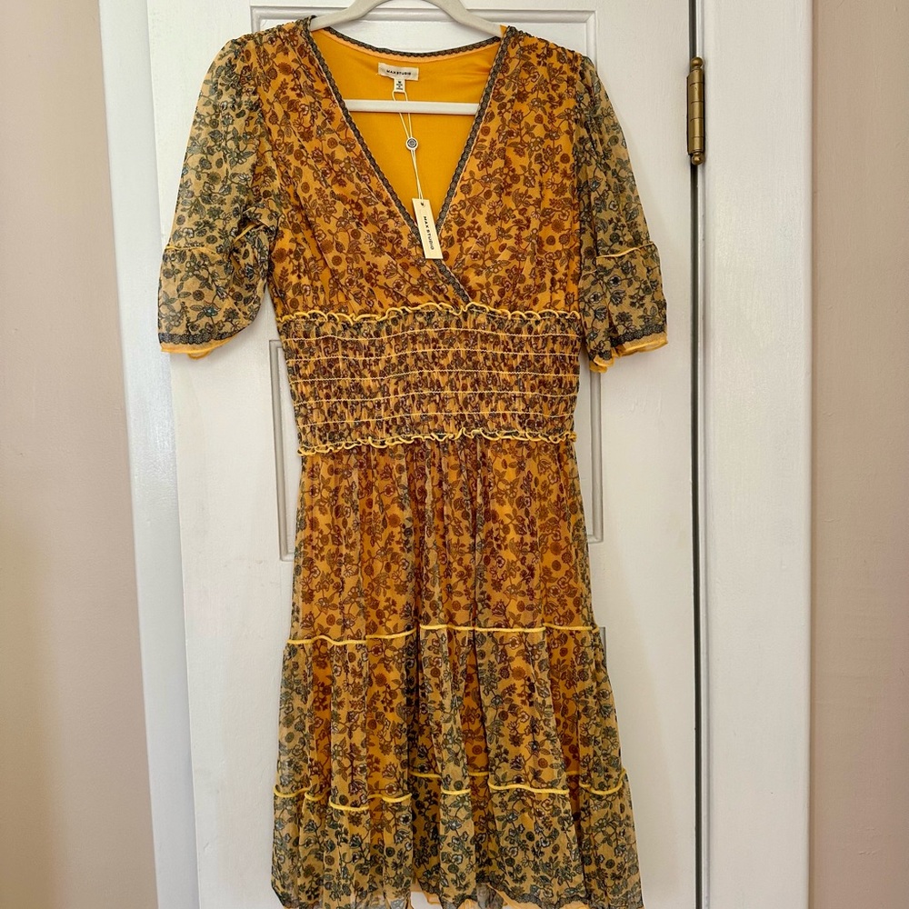 Max Studio Yellow Floral Dress